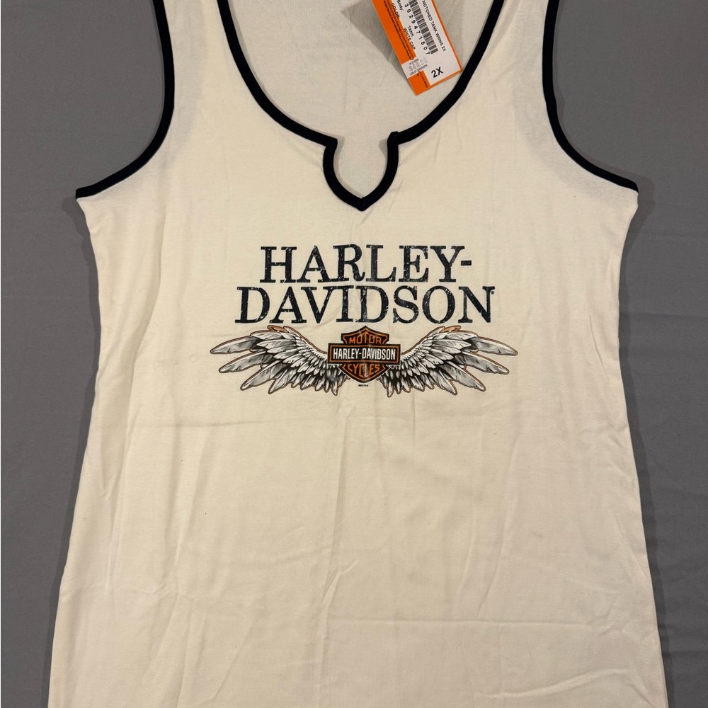 Harley-Davidson Women's White and Black Tank Top